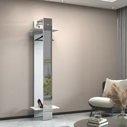 Appendiabiti 50x190h cm con specchio e mensole bianco lucido - Eudora