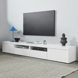 Mobile porta tv 240x35h cm bianco laccato e opaco con 2 ante e 1 ribalta - Garima