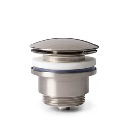Piletta click-clack universale spazzolato per lavabo e bidet con vite di fissaggio