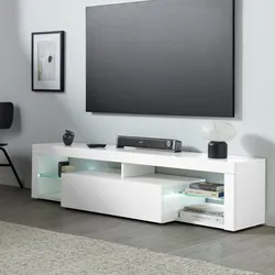 Mobile porta tv 160x35h cm bianco laccato e opaco con 1 ribalta - Garima
