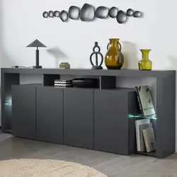 Madia 220x80h cm antracite opaco con 4 ante - Garima