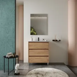 Mobile bagno a terra 100 cm rovere africa con lavabo e specchio - Libras