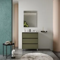 Mobile bagno a terra 80 cm green satinato con lavabo e specchio - Libras