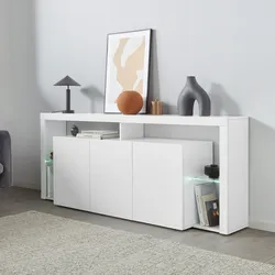 Madia 200x80h cm bianco laccato e opaco con 3 ante - Garima