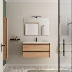 Mobile bagno sospeso 100 cm rovere africa con lavabo e specchio - Maestro