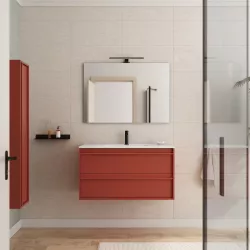 Mobile bagno sospeso 100 cm red satinato con lavabo e specchio - Maestro
