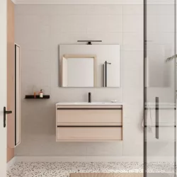 Mobile bagno sospeso 100 cm rovere atlas con lavabo e specchio - Maestro