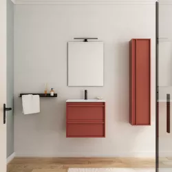 Mobile bagno sospeso 60 cm red satinato con lavabo e specchio - Maestro