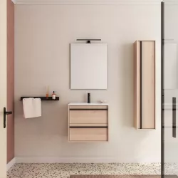 Mobile bagno sospeso 60 cm rovere atlas con lavabo e specchio - Maestro