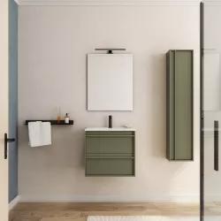 Mobile bagno sospeso 60 cm green satinato con lavabo e specchio - Maestro