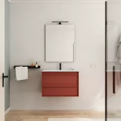 Mobile bagno sospeso 80 cm red satinato con lavabo e specchio - Maestro