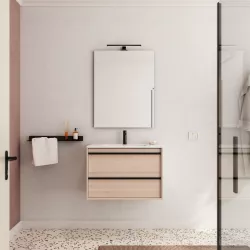 Mobile bagno sospeso 80 cm rovere atlas con lavabo e specchio - Maestro