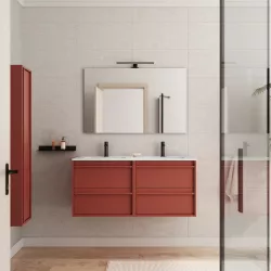 Mobile bagno sospeso 120 cm red satinato con lavabo doppio e specchio - Maestro
