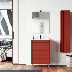 Mobile bagno a terra 60 cm red satinato con lavabo e specchio - Maestro