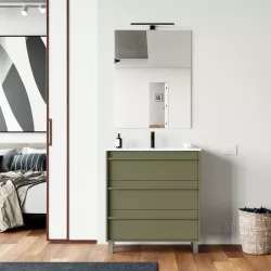 Mobile bagno a terra 80 cm green satinato con lavabo e specchio - Maestro