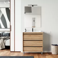 Mobile bagno a terra 100 cm rovere africa con lavabo e specchio - Maestro