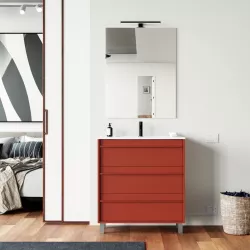 Mobile bagno a terra 100 cm red satinato con lavabo e specchio - Maestro