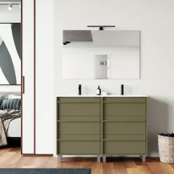 Mobile bagno a terra 120 cm green satinato con lavabo doppio e specchio - Maestro