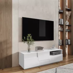 Mobile porta tv 150x46h cm bianco laccato con 2 ante e 1 cassetto - Beryl