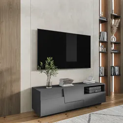 Mobile porta tv 150x46h cm antracite opaco con 2 ante e 1 cassetto - Beryl
