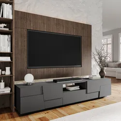 Mobile porta tv 220x46h cm antracite opaco con 4 ante e 1 cassetto - Beryl