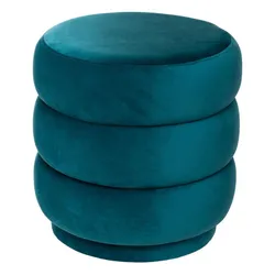 Pouf rotondo 40 cm in velluto blu petrolio - River