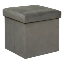 Pouf contenitore quadrato pieghevole 38X38 cm in tessuto grigio - Tessy