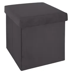 Pouf contenitore quadrato pieghevole 38X38 cm in velluto antracite - Rilay