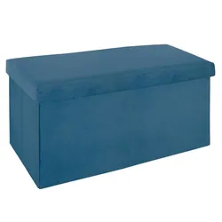 Panca contenitore pieghevole 76X38 cm in velluto blu - Rilay