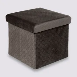 Pouf contenitore quadrato pieghevole 31X31 cm in tessuto grigio - Micra
