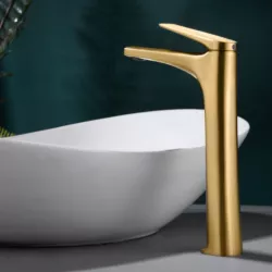 Miscelatore Lavabo Alto In Ottone Oro Spazzolato Poet