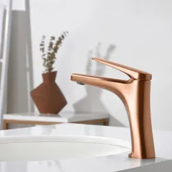 Miscelatore lavabo in ottone oro rosa spazzolato - Poet