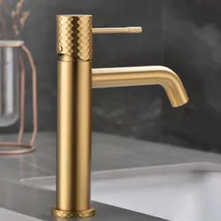 Miscelatore lavabo in ottone oro spazzolato - Fear