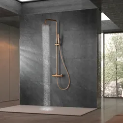 Colonna doccia in acciaio inox 304 con miscelatore termostatico in ottone oro rosa spazzolato - Tilli