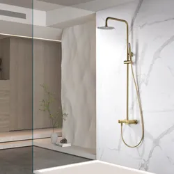 Colonna doccia in acciaio inox 304 con miscelatore in ottone oro spazzolato - Gorge