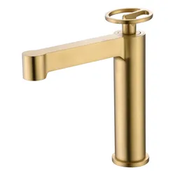 Miscelatore lavabo in ottone oro spazzolato - Gorge