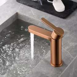 Miscelatore lavabo in ottone oro rosa spazzolato - Hill