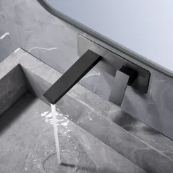 Miscelatore lavabo a muro in ottone nero satinato - Mamba