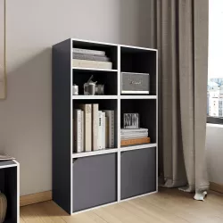 Set 6 cubi modulari grigio scuro con ante e ripiani - Puzzle