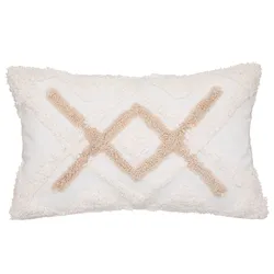 Copricuscino 30x50 cm taftato in cotone beige