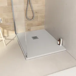 Piatto doccia 80x70 cm grigio effetto pietra riducibile - Liat