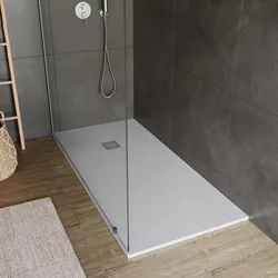 Piatto doccia 180x70 cm grigio effetto pietra riducibile - Liat