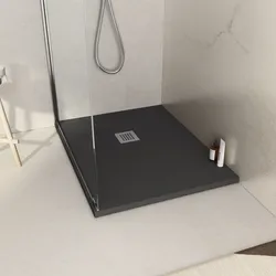 Piatto doccia 90x80 cm antracite effetto pietra riducibile - Liat