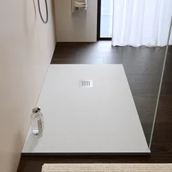 Piatto doccia 130x80 cm bianco effetto pietra riducibile - Liat