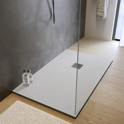 Piatto doccia 130x80 cm grigio effetto pietra riducibile - Liat