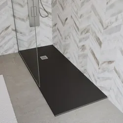 Piatto doccia 190x80 cm antracite effetto pietra riducibile - Liat