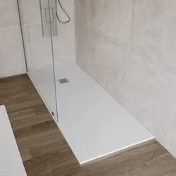 Piatto doccia 200x80 cm bianco effetto pietra riducibile - Liat