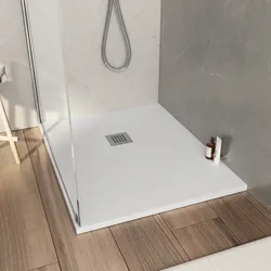 Piatto doccia 100x90 cm bianco effetto pietra riducibile - Liat