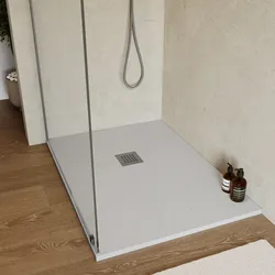 Piatto doccia 110x90 cm grigio effetto pietra riducibile - Liat