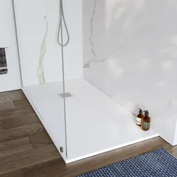 Piatto doccia 150x90 cm bianco effetto pietra riducibile - Liat